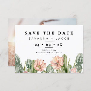 Boho cactus vetplanten bruiloft Save The Date Kaar Kaart