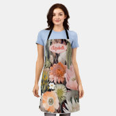 Boho Cactus Waterverf Blush Roze, Perzik, Groenen Schort (Gedragen)