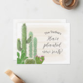 Boho cactus Waterverf geplant nieuwe wortels beweg Notitiekaartje (Voorkant / Achterkant in situ)