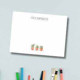 Boho Cactus Waterverf Potlood Plant Monogram Post-it® Notes