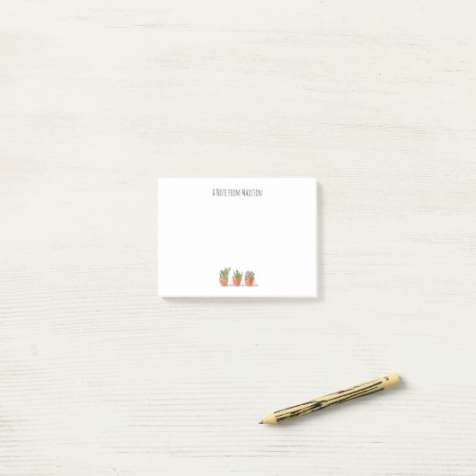 Boho Cactus Waterverf Potted Plant Monogram Post-it® Notes (Op bureau)