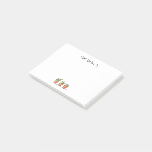 Boho Cactus Waterverf Potted Plant Monogram Post-it® Notes (Schuin)