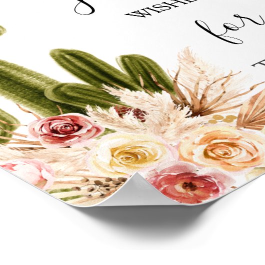 Boho Cactus Wensen voor Baby Bord  Poster (Hoek)