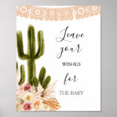 Boho Cactus Wensen voor Baby Bord  Poster (Voorkant)
