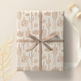 Boho Cactus Western Southern Desert Warm Neutral Cadeaupapier