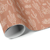 Boho Cactus Western Southern Warm Neutraal Klei Cadeaupapier (Rol Hoek)