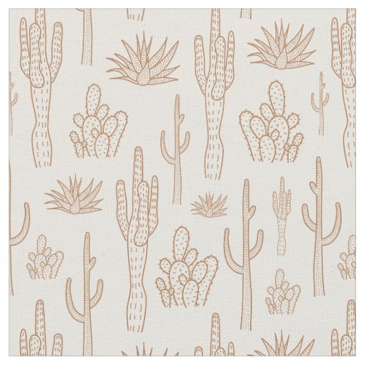 Boho Cactus Western Southern Woestijn Warm Neutraa Stof (Close Up)