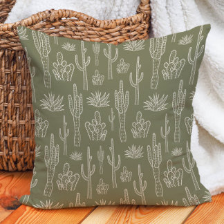 Boho Cactus Westerse Zuidelijke Neutrale Mosgroen Kussen
