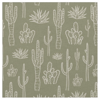 Boho Cactus Westerse Zuidelijke Neutrale Mosgroen Stof