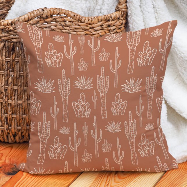 Boho Cactus Westerse Zuidelijke Warme Neutrale Kle Kussen (Creator heeft geüpload)