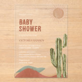 Boho Cactus Woestijn Baby Shower Westelijk Arizona Acryl Uitnodigingen (Voorkant)