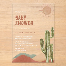 Boho Cactus Woestijn Baby Shower Westelijk Arizona Acryl Uitnodigingen