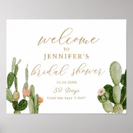 Boho Cactus Woestijn Bruidsdouche Welkom Poster