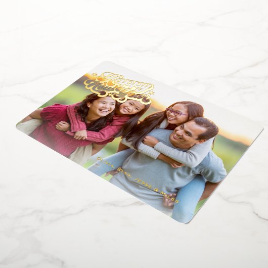 Boho Cactus Zuidwest Gelukkig Nieuwjaar 1 Foto Gou Folie Feestdagenkaart (Gedraaid)