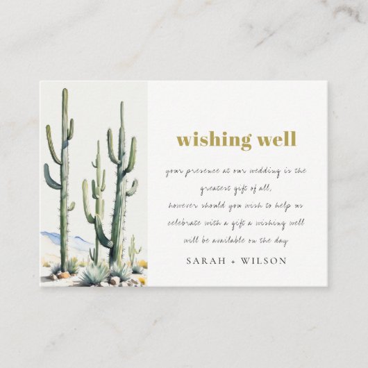 Boho cactussen woestijn landschap bruiloft goed we informatiekaartje (Voorkant)