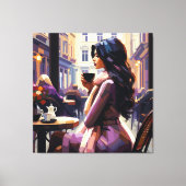 Boho Café Vrouw Canvasprint Canvas Afdruk (Voorkant)