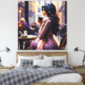 Boho Café Vrouw Canvasprint Canvas Afdruk (Insitu (Slaapkamer))