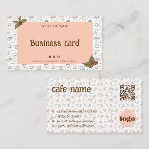 Boho Café Zakelijke Kaart QR Code Logo Visitekaartje