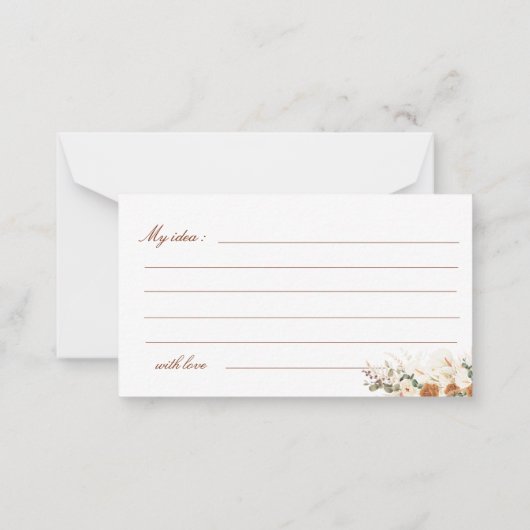 Boho Calla Lilies Date Night Ideas Mini Ticket Notitiekaartje (Achterkant)