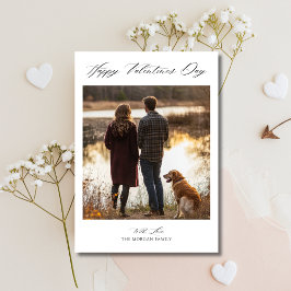 Boho Calligrafie Zwart Witte Valentijnsdag Familie Feestdagenkaart