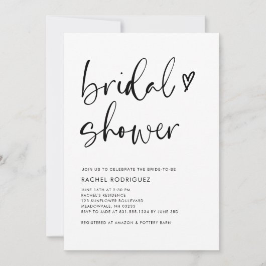 Boho Calligraphy Black QR Code Vrijgezellenfeest Kaart (Voorkant)