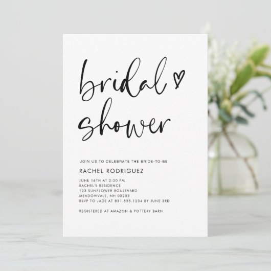 Boho Calligraphy Black QR Code Vrijgezellenfeest Kaart (Staand voorkant)