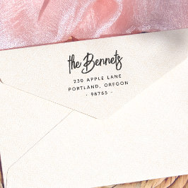 Boho Calligraphy Familienaam en retouradres Rubberstempel