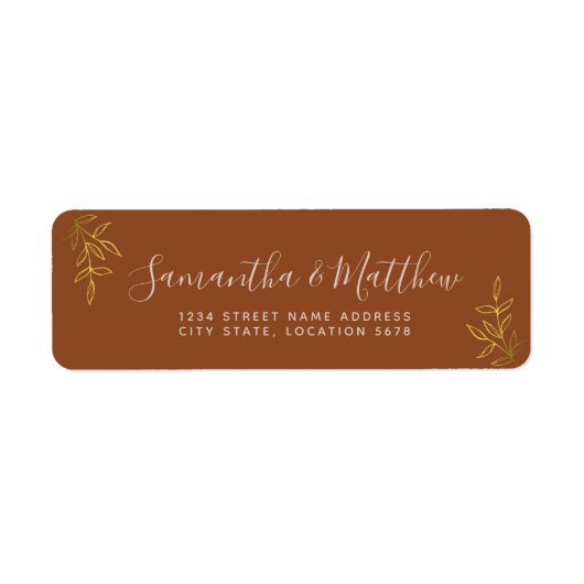 Boho Calligraphy Script Terracotta Wedding Etiket (Voorkant)