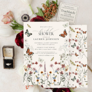 Boho Calligraphy Vintage Vlinders Bruiloftsborrel Kaart