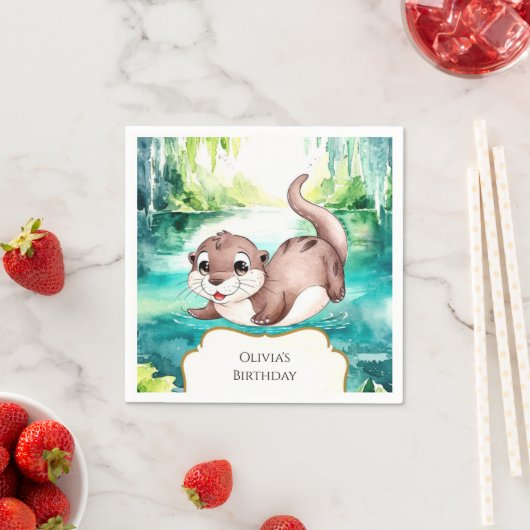 Boho Calm Otter Verjaardag Servet (Insitu)