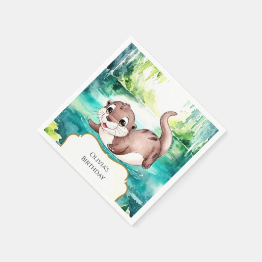 Boho Calm Otter Verjaardag Servet (Hoek)