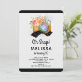 Boho Camera & Bloemen Waterverf Verjaardag Kaart (Staand voorkant)