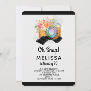 Boho Camera & Bloemen Waterverf Verjaardag Kaart