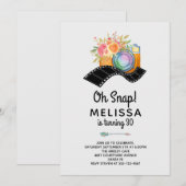 Boho Camera & Bloemen Waterverf Verjaardag Kaart (Voorkant / Achterkant)