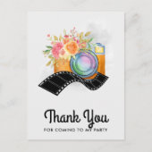 Boho Camera & Florals Waterverf Dank u Briefkaart (Voorkant)