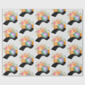 Boho Camera & Florals Waterverf Patroon Cadeaupapier (Vlak)