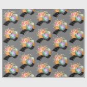 Boho Camera & Florals Waterverf Patroon Cadeaupapier (Vlak)