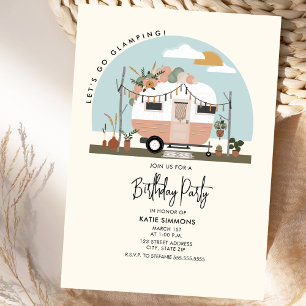 Boho Camper Glamping Birthday Party Kaart