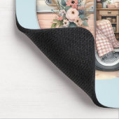 Boho Camper met Bloemenkrans & Pastels Roze Muismat (Hoek)