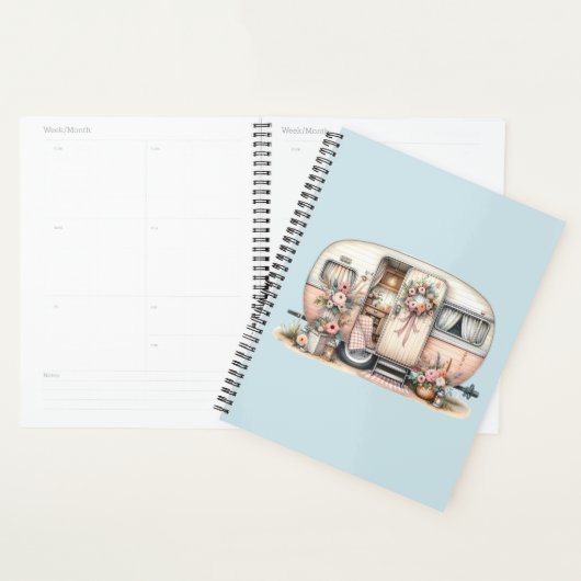 Boho Camper met Bloemenkrans & Pastels Roze Planner (Display)