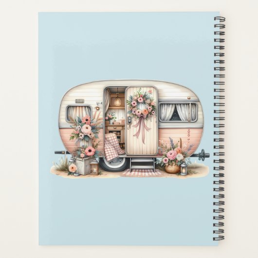 Boho Camper met Bloemenkrans & Pastels Roze Planner (Achterkant)