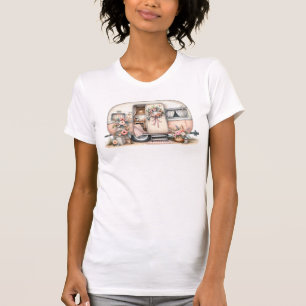 Boho Camper met Bloemenkrans & Pastels Roze T-shirt
