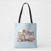 Boho Camper met Bloemenkrans & Pastels Roze Tote Bag (Voorkant)
