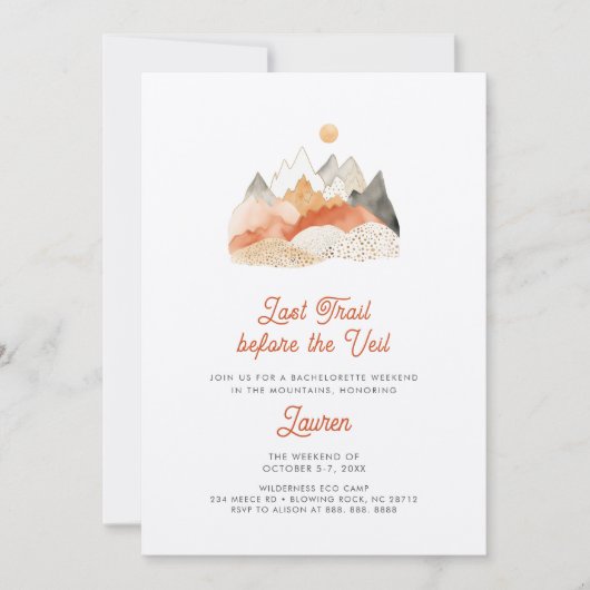 Boho Camping Bachelorette Weekend Party Kaart (Voorkant)