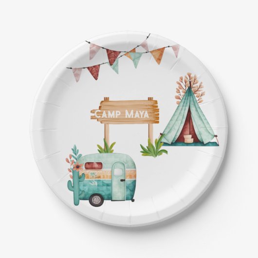 Boho camping verjaardagsfeestje Papier Bord (Voorkant)