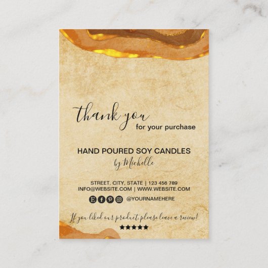 Boho Candle Care Kaart Voeg uw Logo toe Visitekaartje (Achterkant)