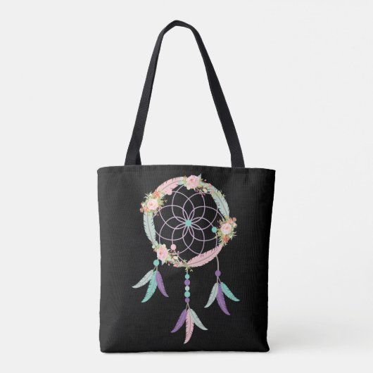 Boho Canvas tas in het zwart met het Afbeelding va (Achterkant)