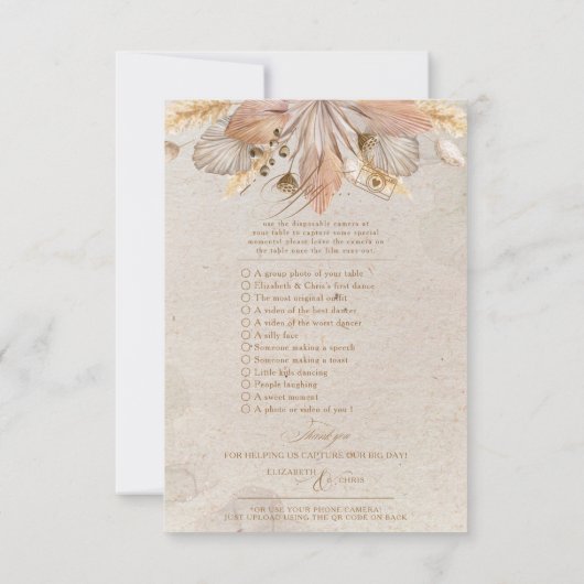 Boho Capture The Love Photo I Spy Wedding Menu (Achterkant)