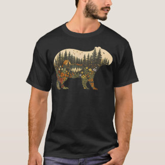 Boho Capybara Planten Bos Natuur Wilde Bloem T-shirt
