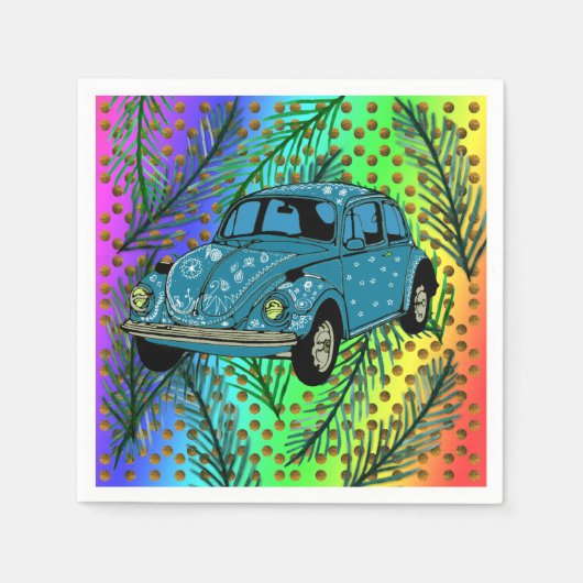 Boho Car, Summer, Colorful Party Cocktail Napkin Servet (Voorkant)